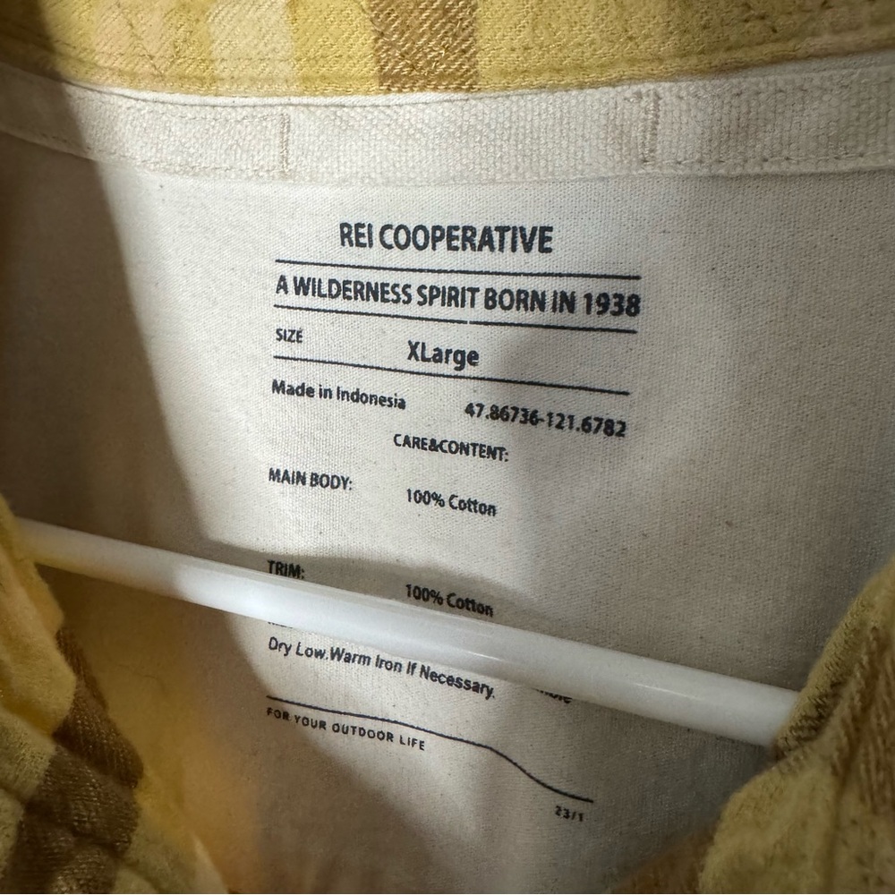 REI Coop Yellow Brown Plaid Wallace Lake Flannel Shirt Women Size XL Cotton - Picture 5 of 6